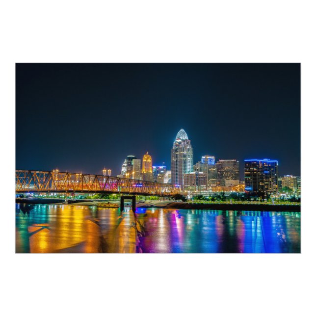 Cincinnati Ohio Night Skyline - Foto drucken (Vorne)