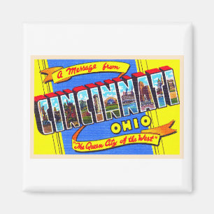 Cincinnati Ohio OH Vintager Großbuchstabe Postkar Magnet
