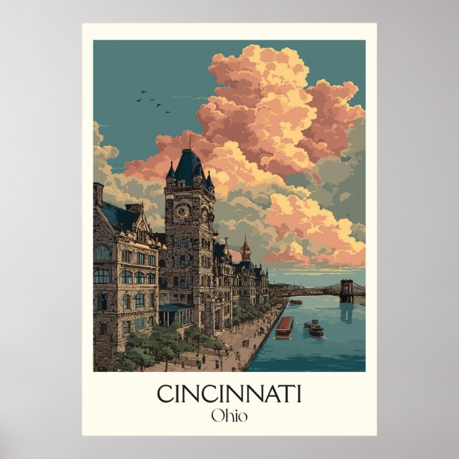 Cincinnati Ohio Queen City Skyline Architecture Poster (Vorne)