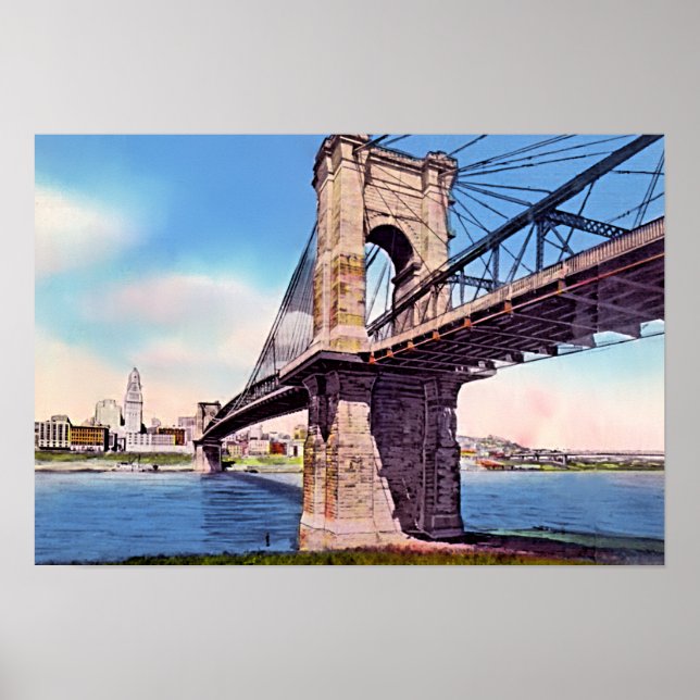 Cincinnati Ohio Roebling Hängebrücke Poster (Vorne)