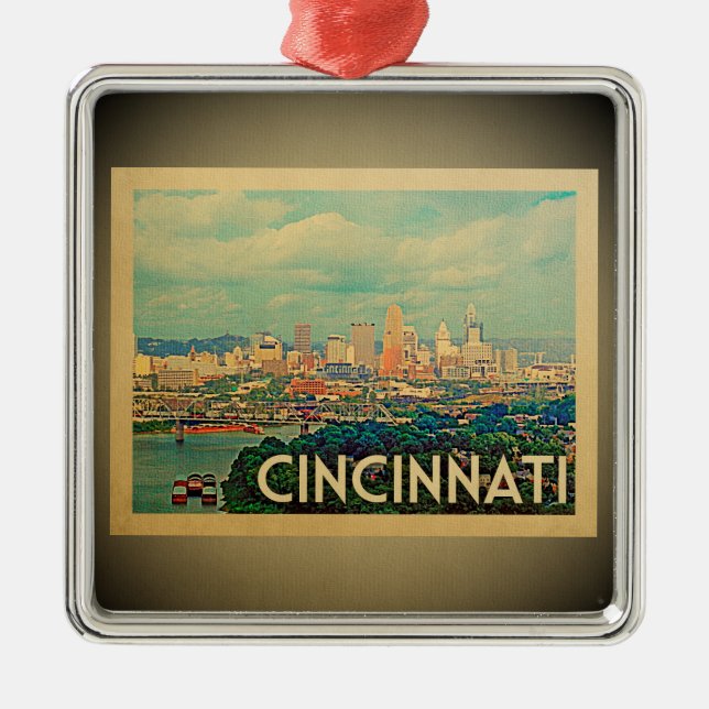 Cincinnati Ohio Silbernes Ornament (Vorne)