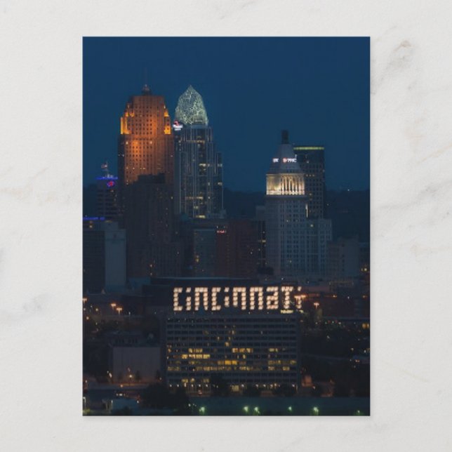 CINCINNATI. OHIO SKYLINE LIGHT SIGNAD Postkarten (Vorderseite)