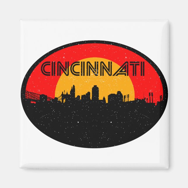 Cincinnati Red Black Oval City Magnet (Vorne)