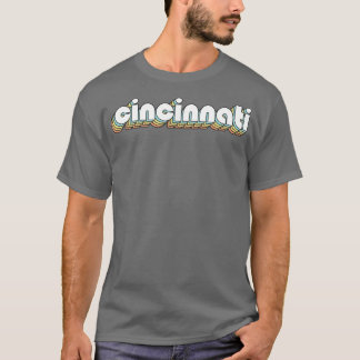 Cincinnati Retro Rainbow Typografie verblasster St T-Shirt