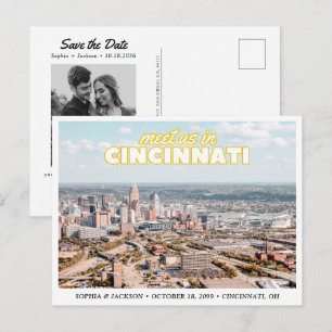 Cincinnati Save-the-Date Retro-Hochzeitspostkarte Postkarte