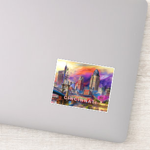 Cincinnati Skyline Abstrakte Kunst Aufkleber