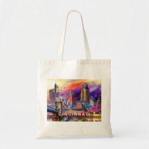 Cincinnati Skyline Abstrakte Kunst Tragetasche