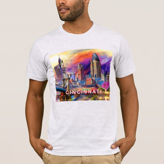 Cincinnati Skyline Graffiti Art T-Shirt (Vorderseite)