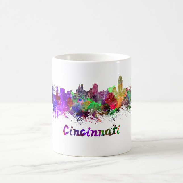 Cincinnati skyline im Watercolor Kaffeetasse (Mittel)
