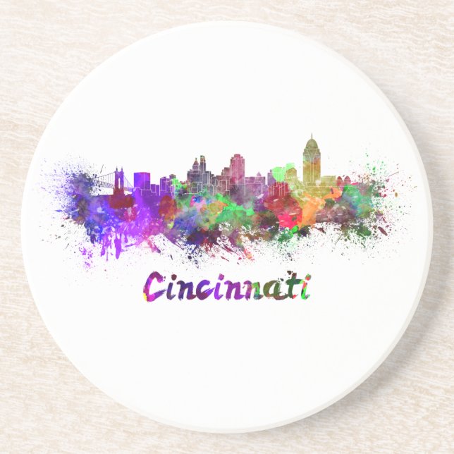 Cincinnati skyline in watercolor untersetzer (Vorne)