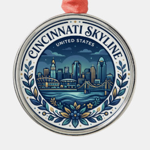 Cincinnati Skyline Ohio Ornament Aus Metall