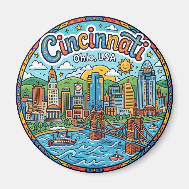 Cincinnati Skyline, Ohio, USA Ohio Magnet (Vorne)