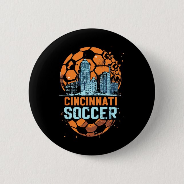 Cincinnati Soccer City Skyline Cool Cincy 513  Button (Vorderseite)