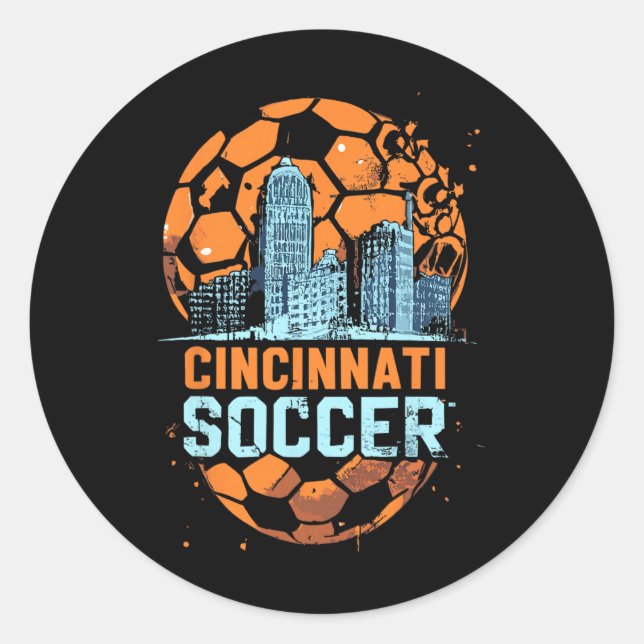 Cincinnati Soccer City Skyline Cool Cincy 513  Runder Aufkleber (Vorderseite)