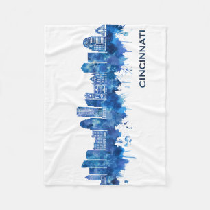 Cincinnati USA Skyline Blue Fleecedecke