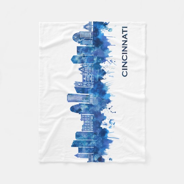 Cincinnati USA Skyline Blue Fleecedecke (Vorderseite)