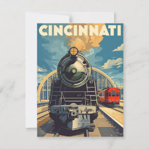 Cincinnati Vintage Zug Reise Postkarte