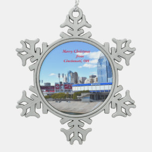 Cincinnati Waterfront Weihnachtsschmuck Schneeflocken Zinn-Ornament