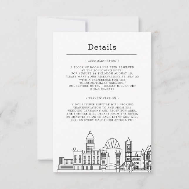 Cincinnati Wedding | Gast Details Einladung (Vorderseite)