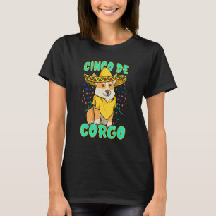 Cinco De Corgo Mexikanischer Hut Poncho Corgi Hund T-Shirt