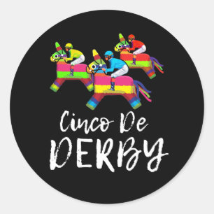 Cinco De Derby Kentucky pinata Sombrero Mexikaner Runder Aufkleber