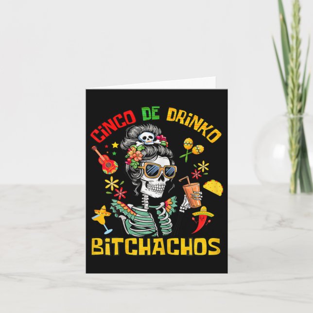 Cinco De Drinko Achos Cinco De Mayo Drinks Karte (Vorderseite)