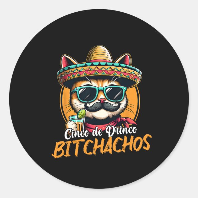 Cinco De Drinko Achos Funny Drinks Runder Aufkleber (Vorderseite)
