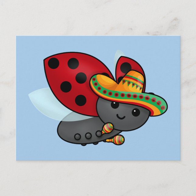 Cinco de May Ladybug Postkarte (Vorderseite)