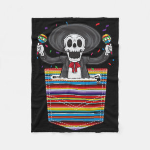 Cinco De Mayo 2025 Calaca Blanket Pocket serape Fleecedecke