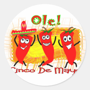 Cinco De Mayo 3 tanzende Paprikas Runder Aufkleber