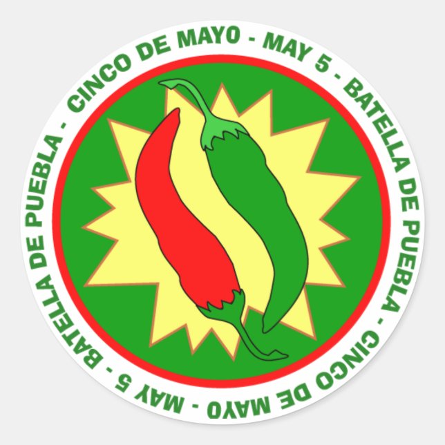 Cinco de Mayo Aufkleber für heiße Paprikaschoten (Vorderseite)