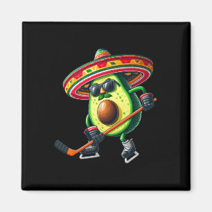 Cinco De Mayo Avocado zeigt Hockeykompetenzen Funn Magnet