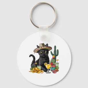 Cinco De Mayo Black Cat Mexikanische Küche Black C Schlüsselanhänger