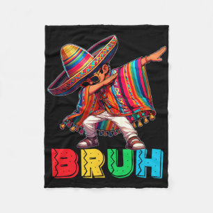 Cinco De Mayo Bruh Dabbing Mexican Boy Poncho Kids Fleecedecke