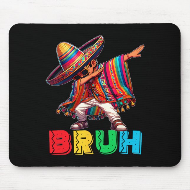 Cinco De Mayo Bruh Dabbing Mexican Boy Poncho Kids Mousepad (Vorne)
