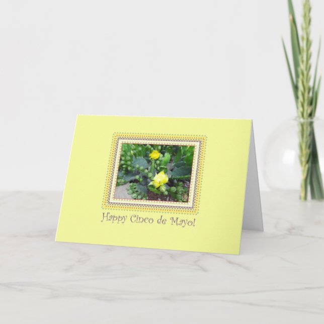 Cinco de Mayo Cactus on Yellow Karte (Vorderseite)