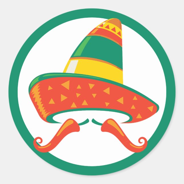 Cinco de Mayo Chili Paprikaschoten und Sombrero Runder Aufkleber (Vorderseite)