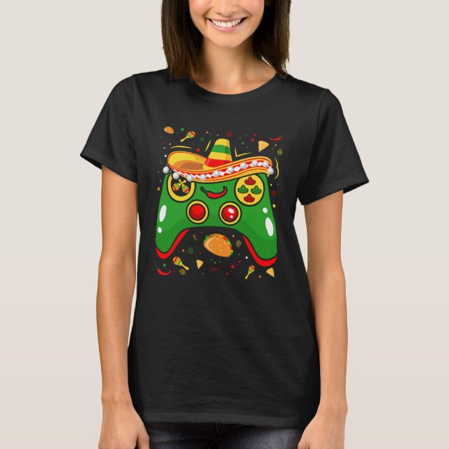Cinco De Mayo Controller Gaming Gamer Mexiko Fest T-Shirt (Vorderseite)
