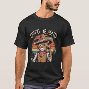 Cinco de Mayo Cowboy-Katze mit Sombrero T-Shirt