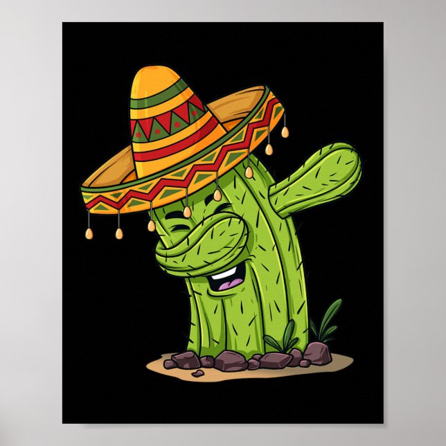 Cinco de Mayo Dabbing Cactus Fun Boys Kids Poster (Vorne)