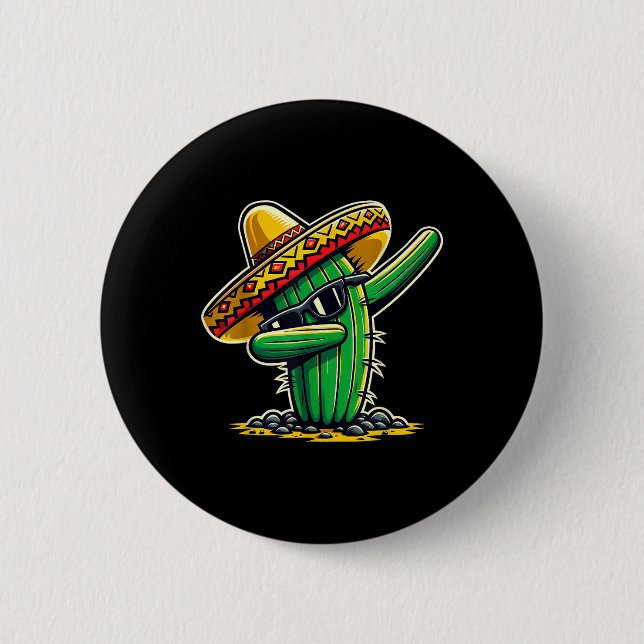 Cinco de Mayo Dabbing Cactus Funny Mexican Boys To Button (Vorderseite)