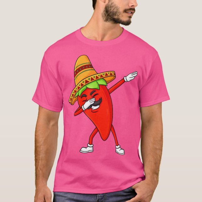 Cinco De Mayo Dabbing Hot Jalapeno Pepper Funny Bo T-Shirt (Vorderseite)