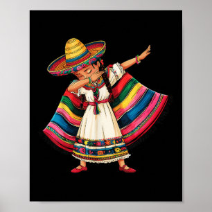 Cinco De Mayo Dabbing Mexican Girls Sombrero Ponch Poster