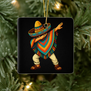 Cinco de Mayo Dabbing Mexican Poncho Keramikornament