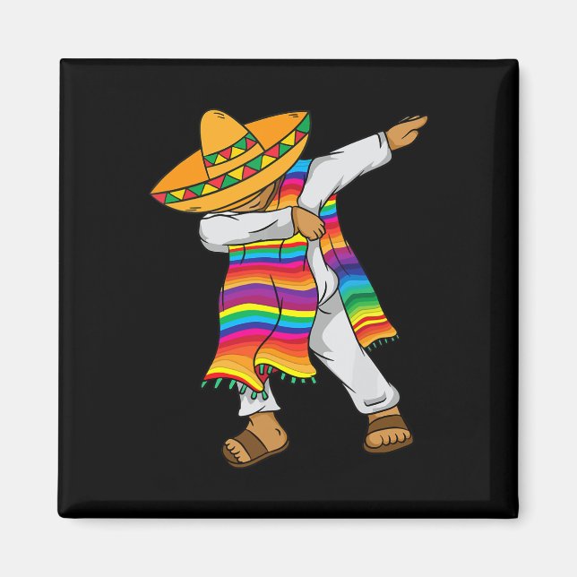 Cinco De Mayo Dabbing Mexican Poncho Kinder Kleink Magnet (Vorne)