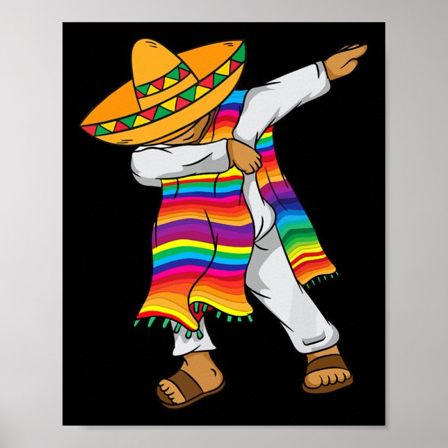 Cinco De Mayo Dabbing Mexican Poncho Kinder Kleink Poster (Vorne)