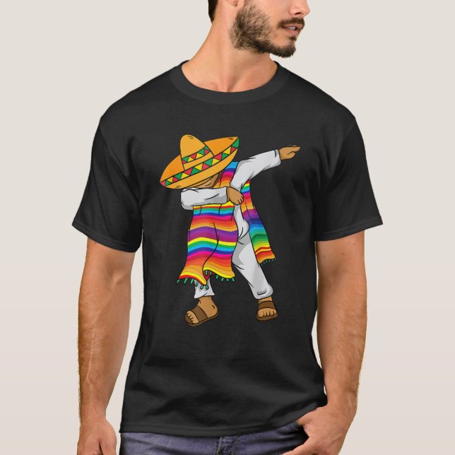 Cinco De Mayo Dabbing Mexican Poncho Kinder Kleink T-Shirt (Vorderseite)