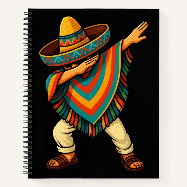 Cinco de Mayo Dabbing Mexican Poncho Notizbuch (Vorderseite)