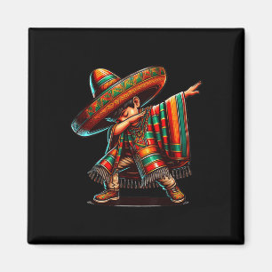 Cinco De Mayo Dabbing Mexican Poncho Sombrero Dab Magnet