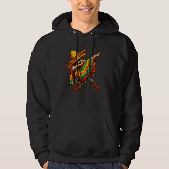 Cinco de Mayo Dabbing Mexican Poncho Sombrero Hat Hoodie (Vorderseite)